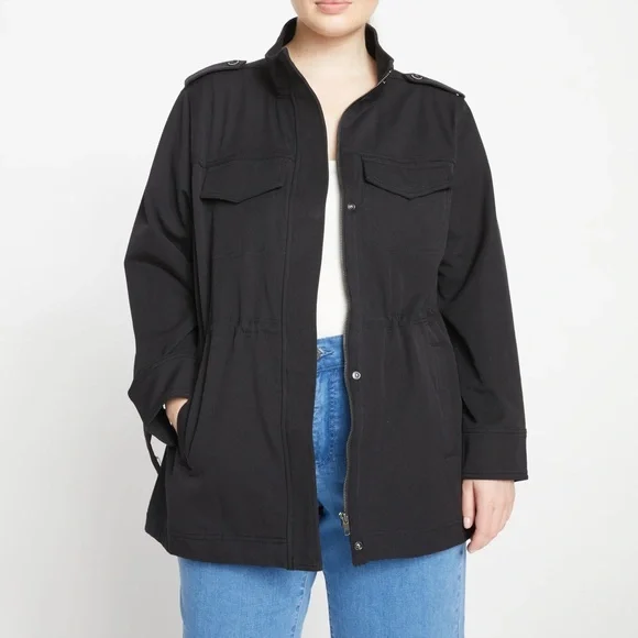 Universal Standard Vineyard Stretch Cotton Twill Jacket in Black Size S - Picture 1 of 12